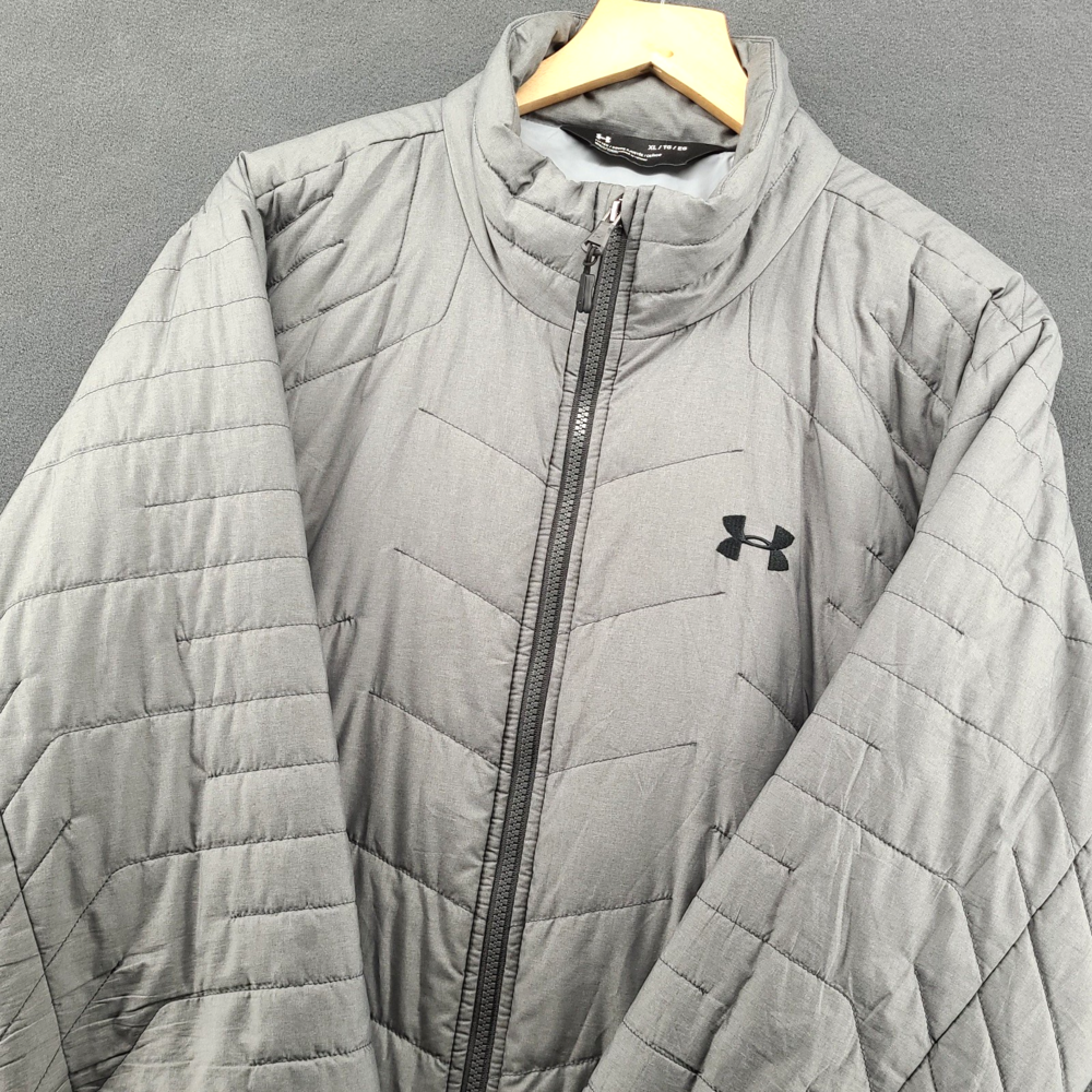 Under Armour ColdGear Reactor Jacket Mens XL Grey Storm Quilted Puffer 1303058